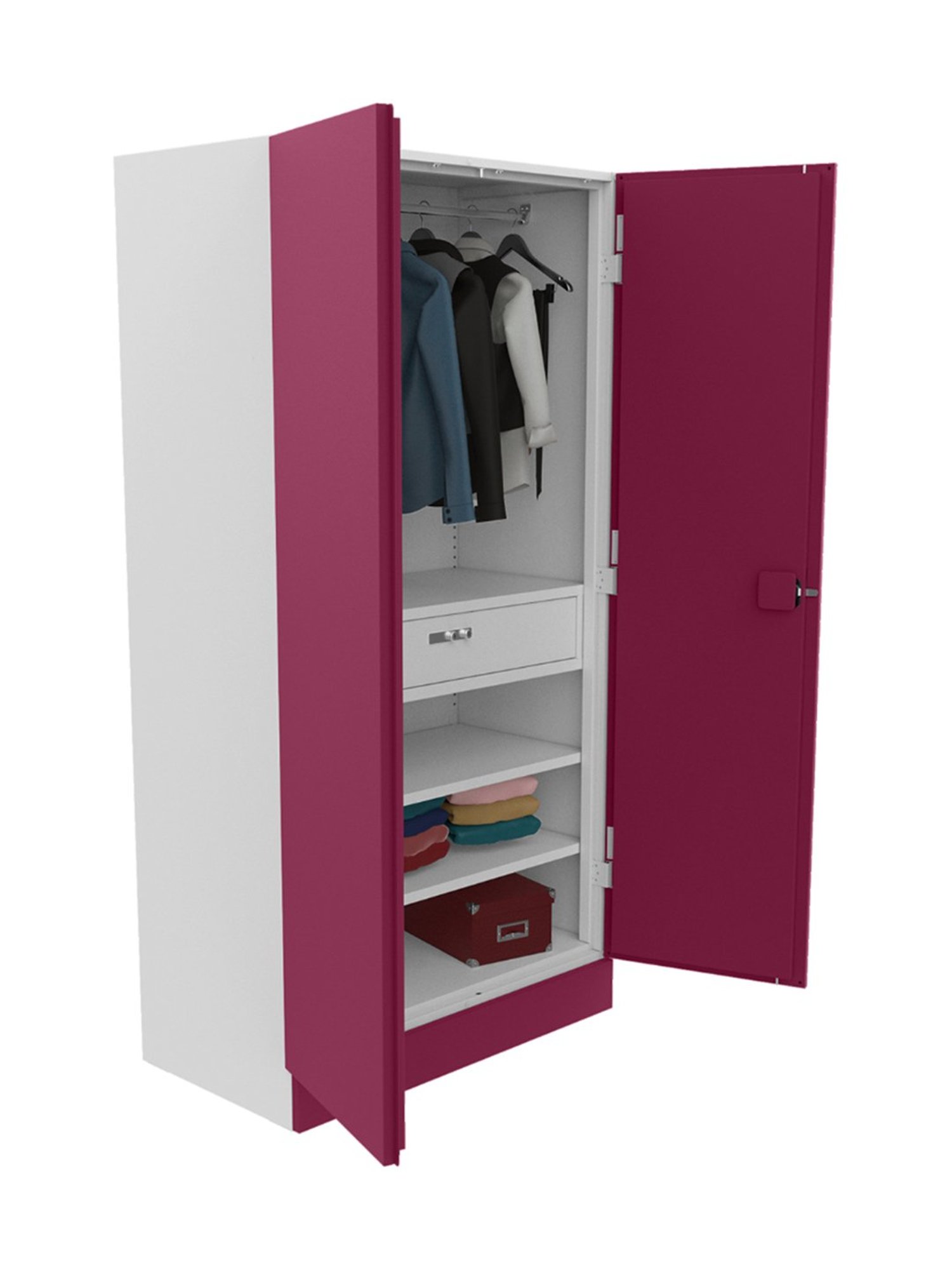 Godrej Interio Auraline  Men Basic 2-Door Steel Almirah, Textured Berry (1-Year Warranty, 1 Drawer)