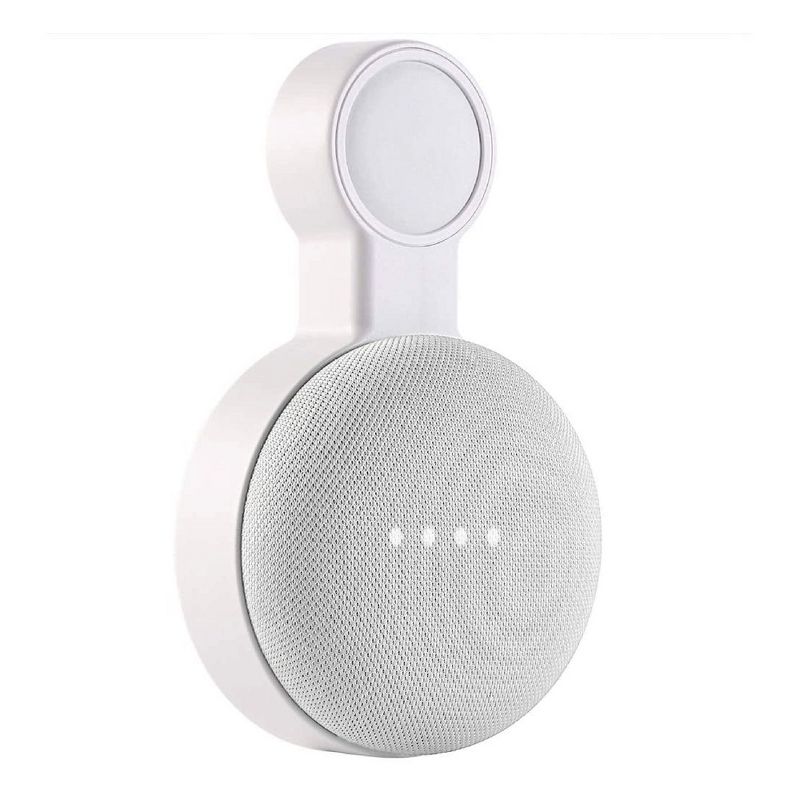 Insten Wall Mount Holder For Google Home Mini, AC Outlet Bracket Hanger Built-in Cable Management Hide Messy Wires, White