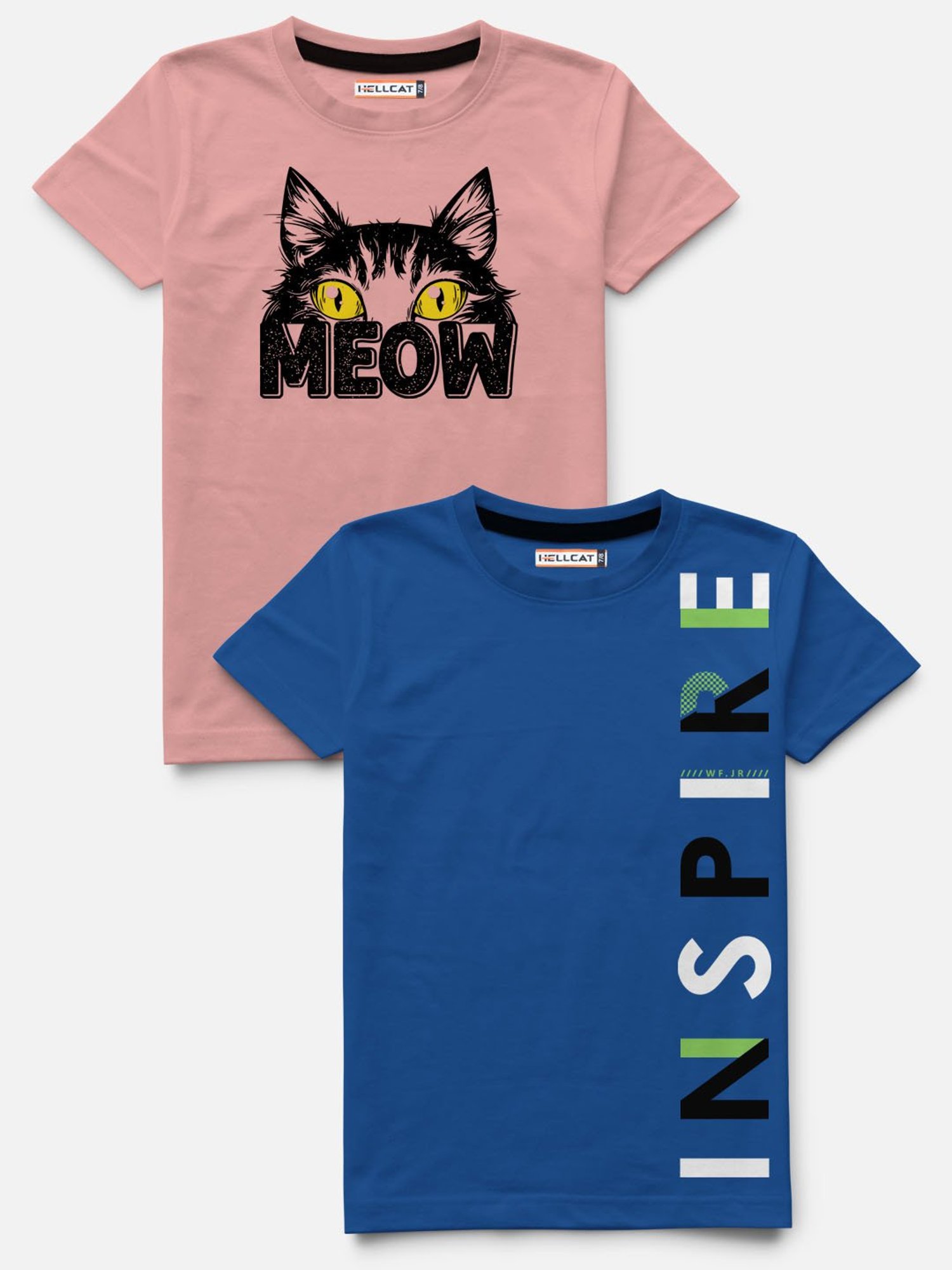 HELLCAT Pink & Blue Printed T-Shirt (Pack Of 2)