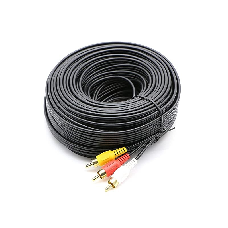 3 RCA Cable Audio Video Composite Male to Male DVD Cable 60 Feet