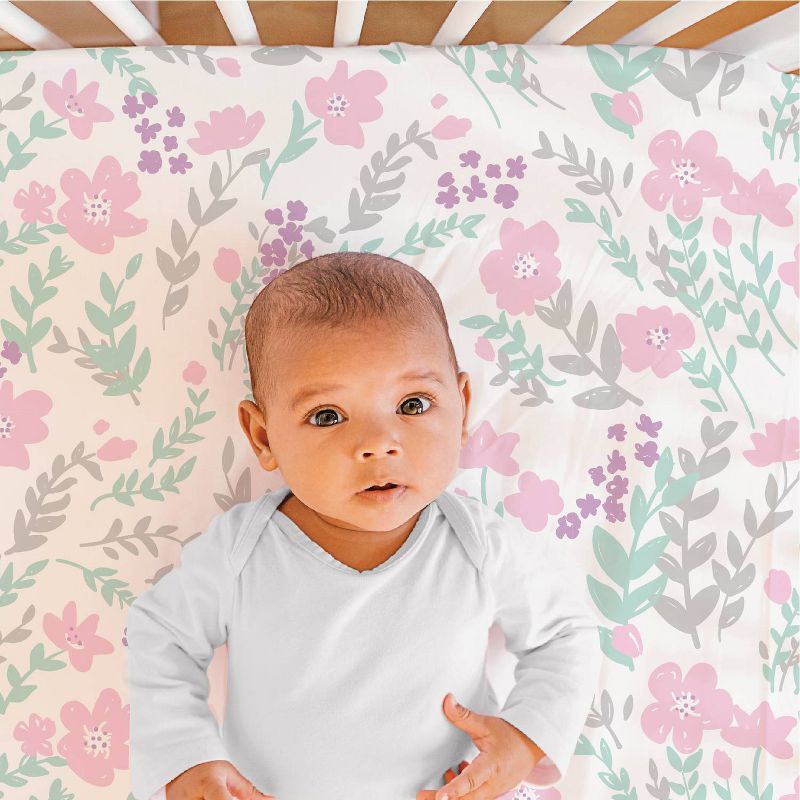 The Peanutshell Fitted Crib Sheet - Pink Floral