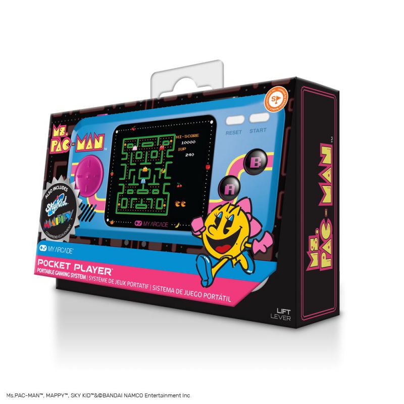 My Arcade MS. PAC-Man Pocket Player Portable Handheld with 3 Games: MS.PAC-Man, Sky Kid & MAPPY