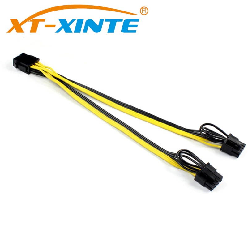 CPU 8Pin to Graphics Video Card Dual PCI-E PCIe 8Pin ( 6Pin + 2Pin ) Power Supply Splitter Cable Cord 15cm Miner Cables