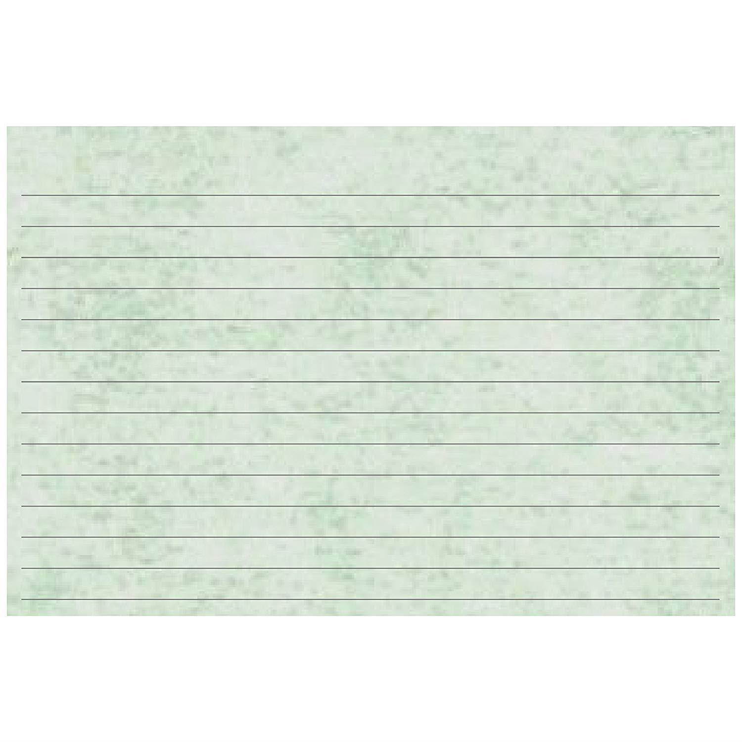 Colonial Cards: 100 Green Parchment 4" x 6" Index Cards, Lined Landscape Format