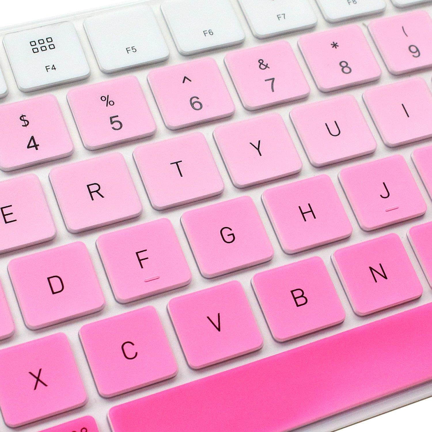 ProElife Ultra Thin Full Size Silicone Keyboard Protective Cover Skin with Numeric Keypad for Apple Newest iMac Magic Keyboard with Numeric Keypad MQ052LL/A 2017 Version US Layout (Ombre Pink)