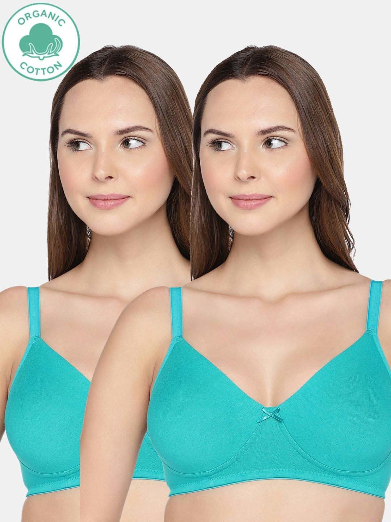 Inner Sense Green Cotton Everyday Bra - Pack Of 2