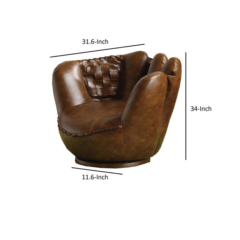 Baseball Glove Chair & Ottoman Brown - Benzara