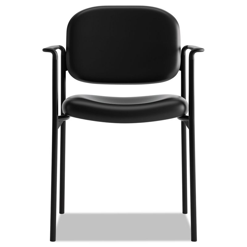 Basyx VL616 Series Stacking Guest Chair with Arms Black Leather VL616SB11