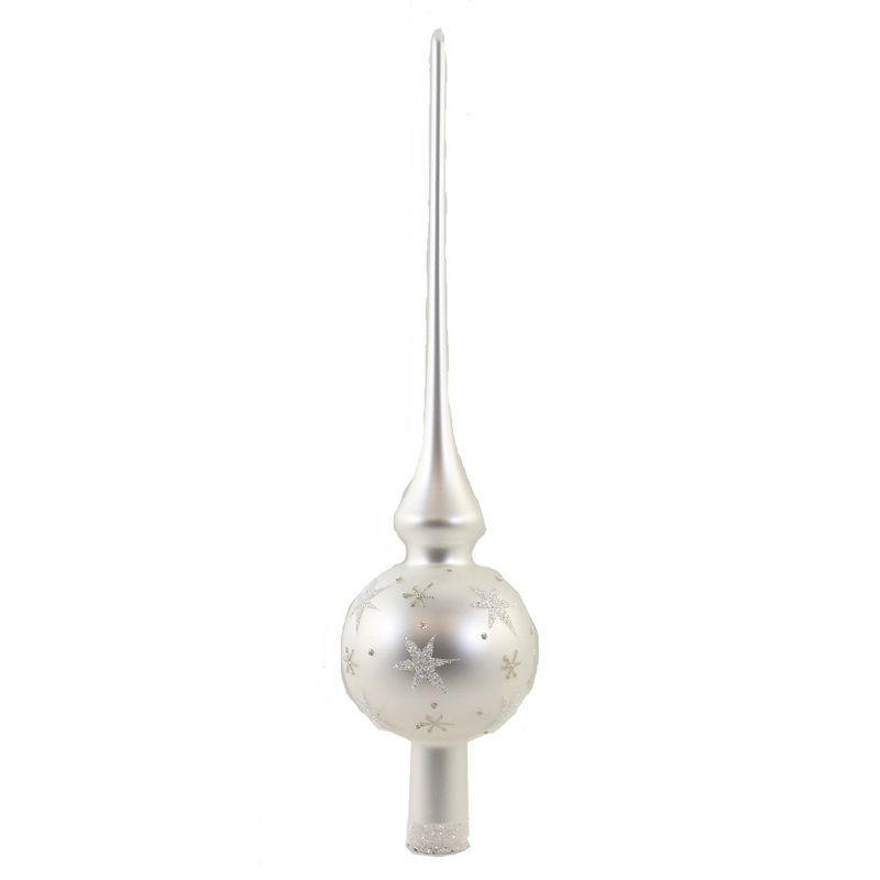 Inge Glas 11.75" Sparkling Sky White  Finial Tree Topper Matte Christmas  -  Tree Toppers