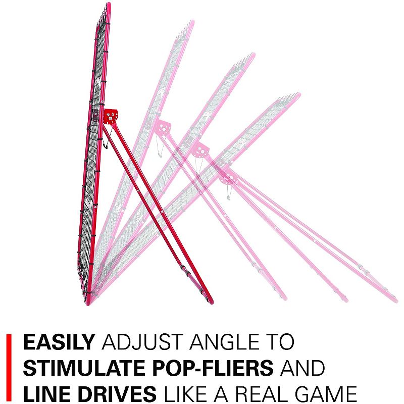 Rukket Sports Adjustable Pitch Back Baseball and Softball Rebounder Practice Throwing Net Screen, Red