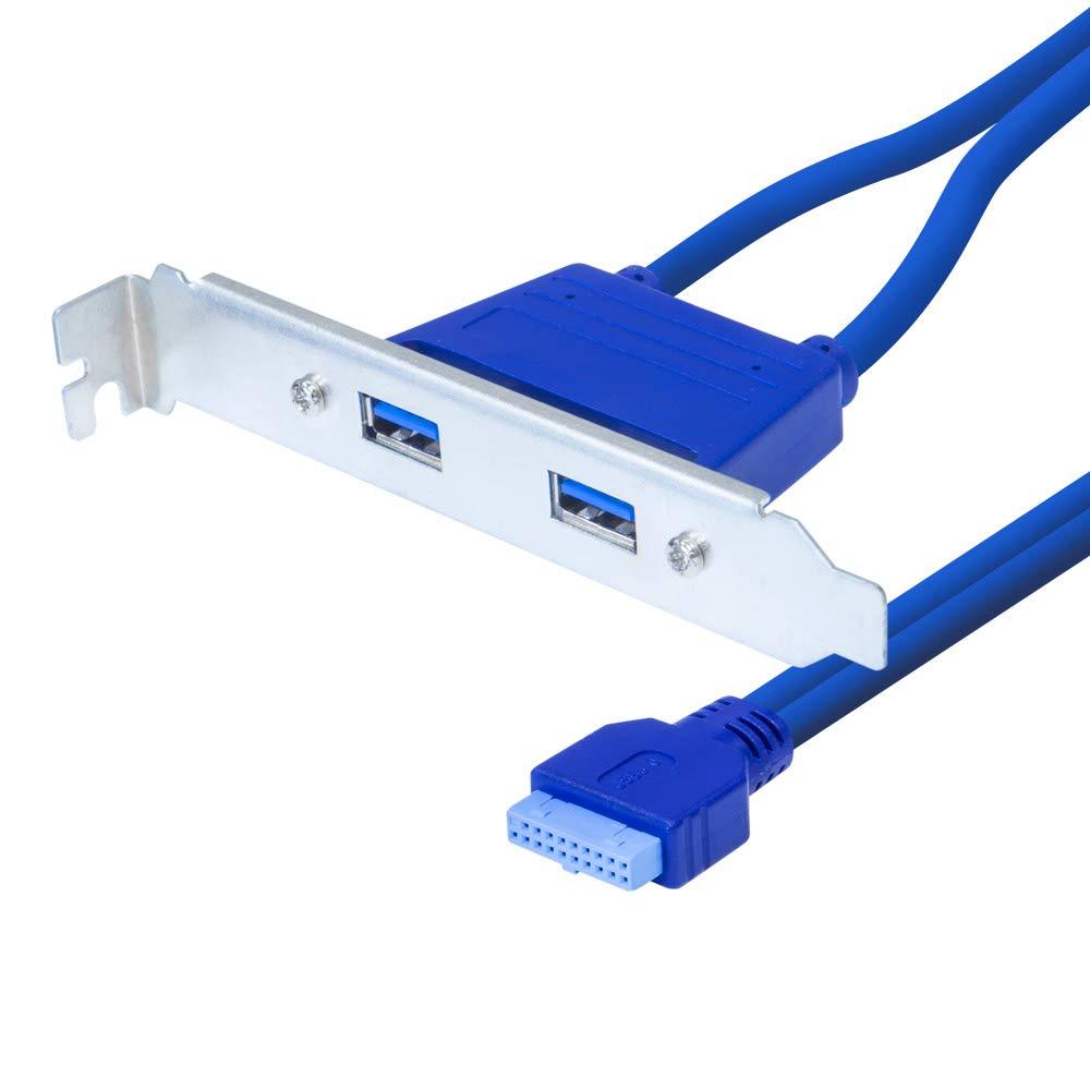 Kingwin USB 3.0 Dual Port PCI Bracket Cable with Built-In-20-Pin Header, Up to 5 Gbps for Maximum Transfer Speed, Extend Your USB 3.0 Port On Motherboard to Back of Your Computer Case [KW-PCI2USB3]