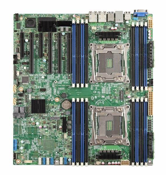 Intel S2600CWTR Server Motherboard - Intel Chipset - Socket LGA 2011-v3 - SSI EEB - 2 x Processor Support - 1 TB DDR4 SDRAM Maximum RAM - 2.13 GHz, 1.87 GHz, 1.60 GHz Memory Speed Supported - DIMM, RD
