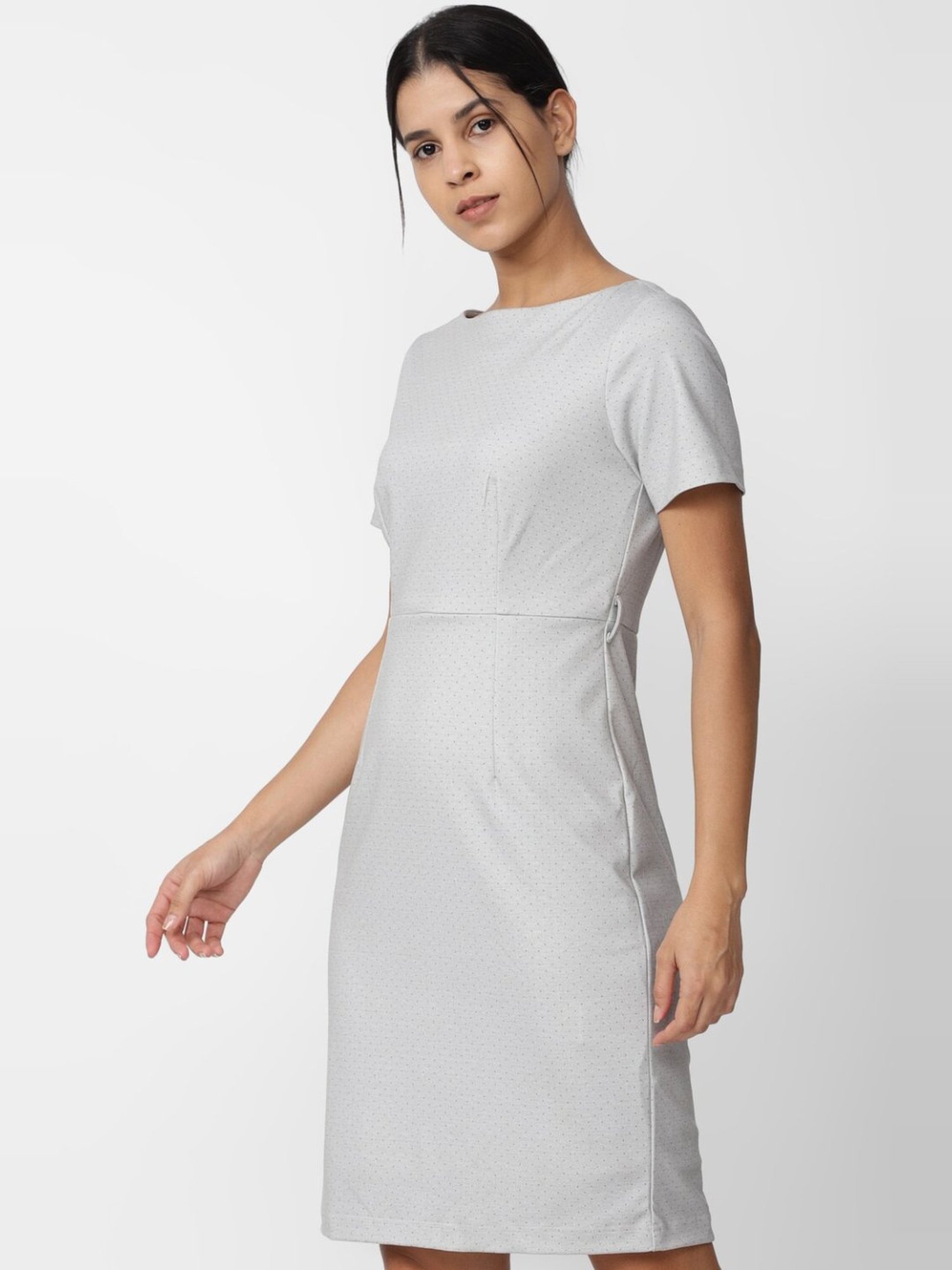 Van Heusen Grey Printed Formal Shift Dress