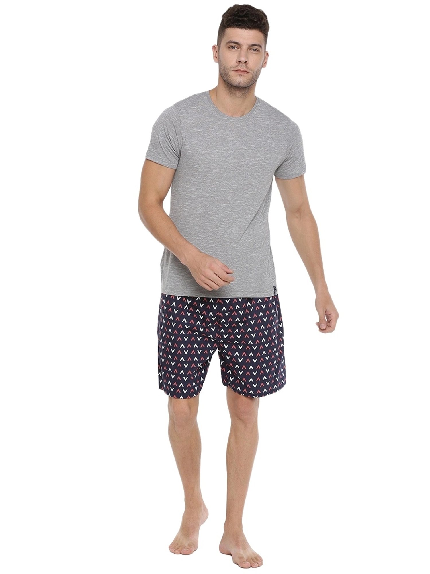 Force NXT Navy Cotton Regular Fit Printed Boxers