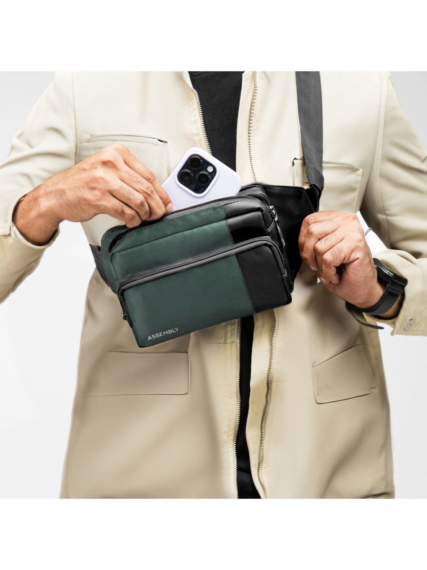 Assembly Green Color Block Waist Pouch