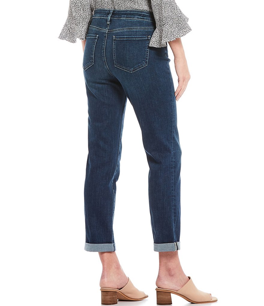NYDJ Sheri Embroidery Heart Back Pocket Detail Slim Straight Leg Ankle Jeans