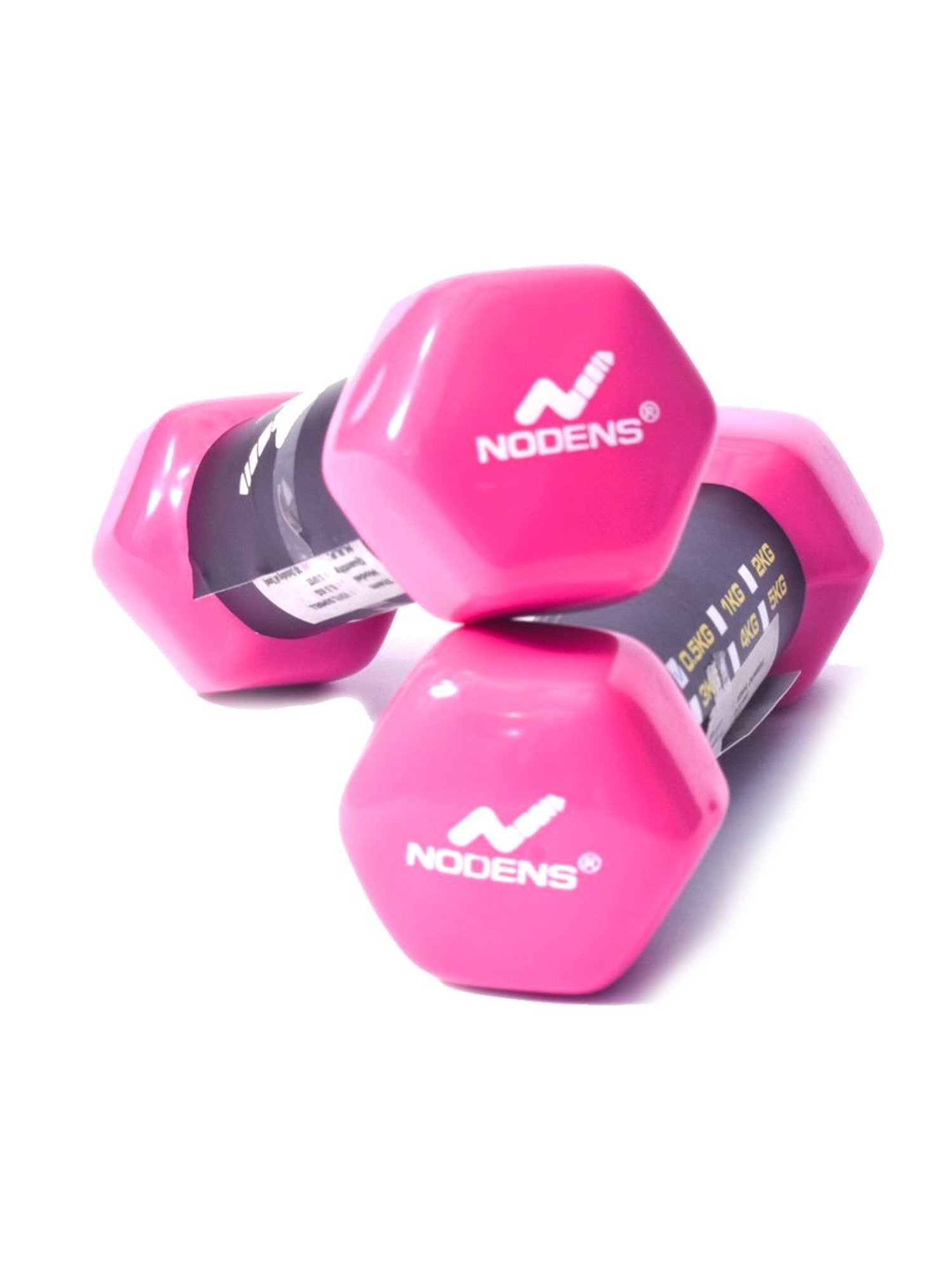 NODENS Pink & Black PVC Vinyl Dumbbells (0.5 kg)