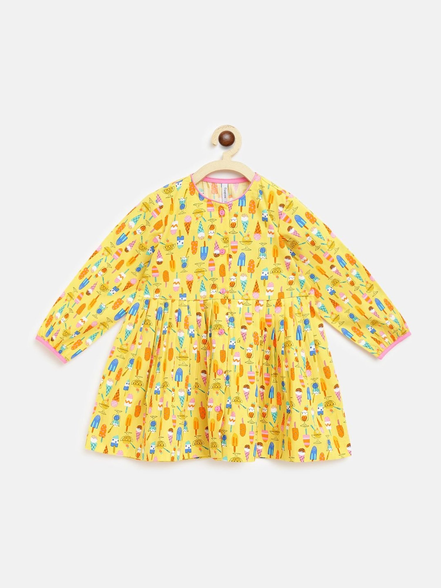 Campana Kids Yellow Cotton Printed Dress
