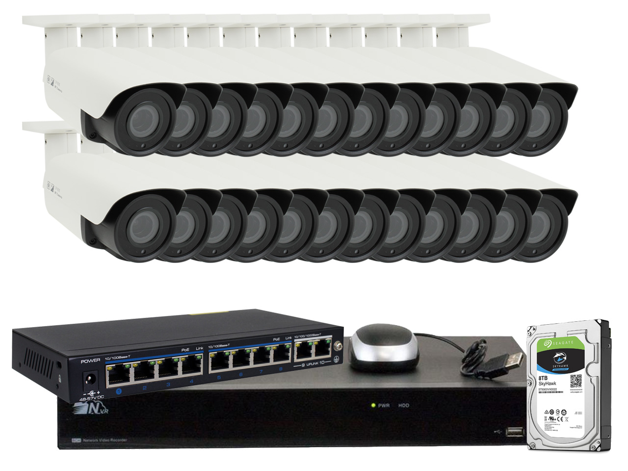 GW 16 Channel H.265 4K NVR 5-Megapixel (2592 x 1520) 4X Optical Zoom Network Video Security System, 16pcs 5MP 1920p 2.8-12mm Motorized Zoom POE Weatherproof Bullet IP Cameras, 120ft Night Vision