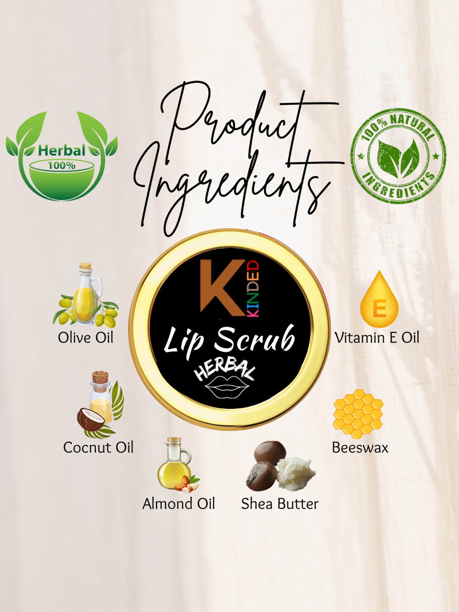 KINDED Herbal Rose & Cow Ghee Lip Scrub Combo