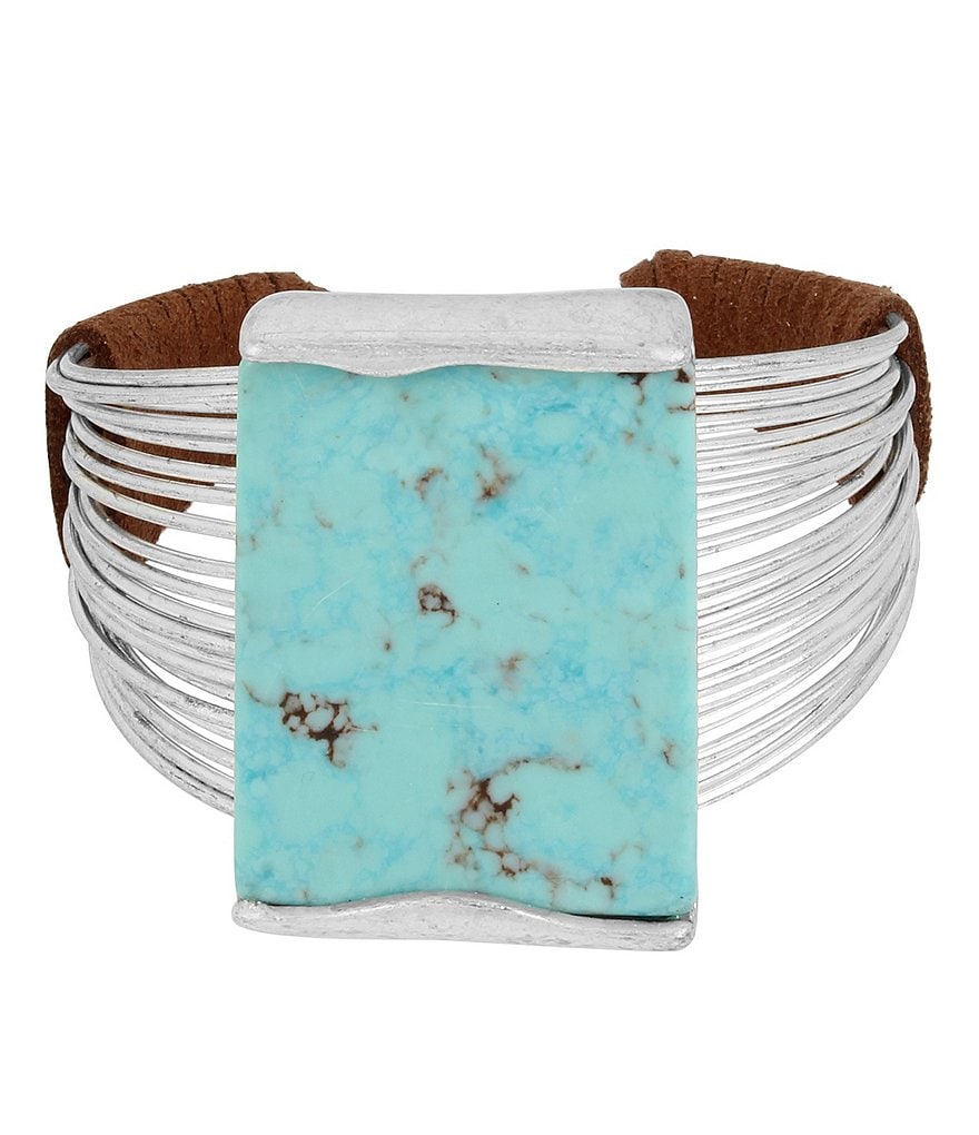 Robert Lee Morris Soho Turquoise & Suede Multi-Row Cuff Bracelet