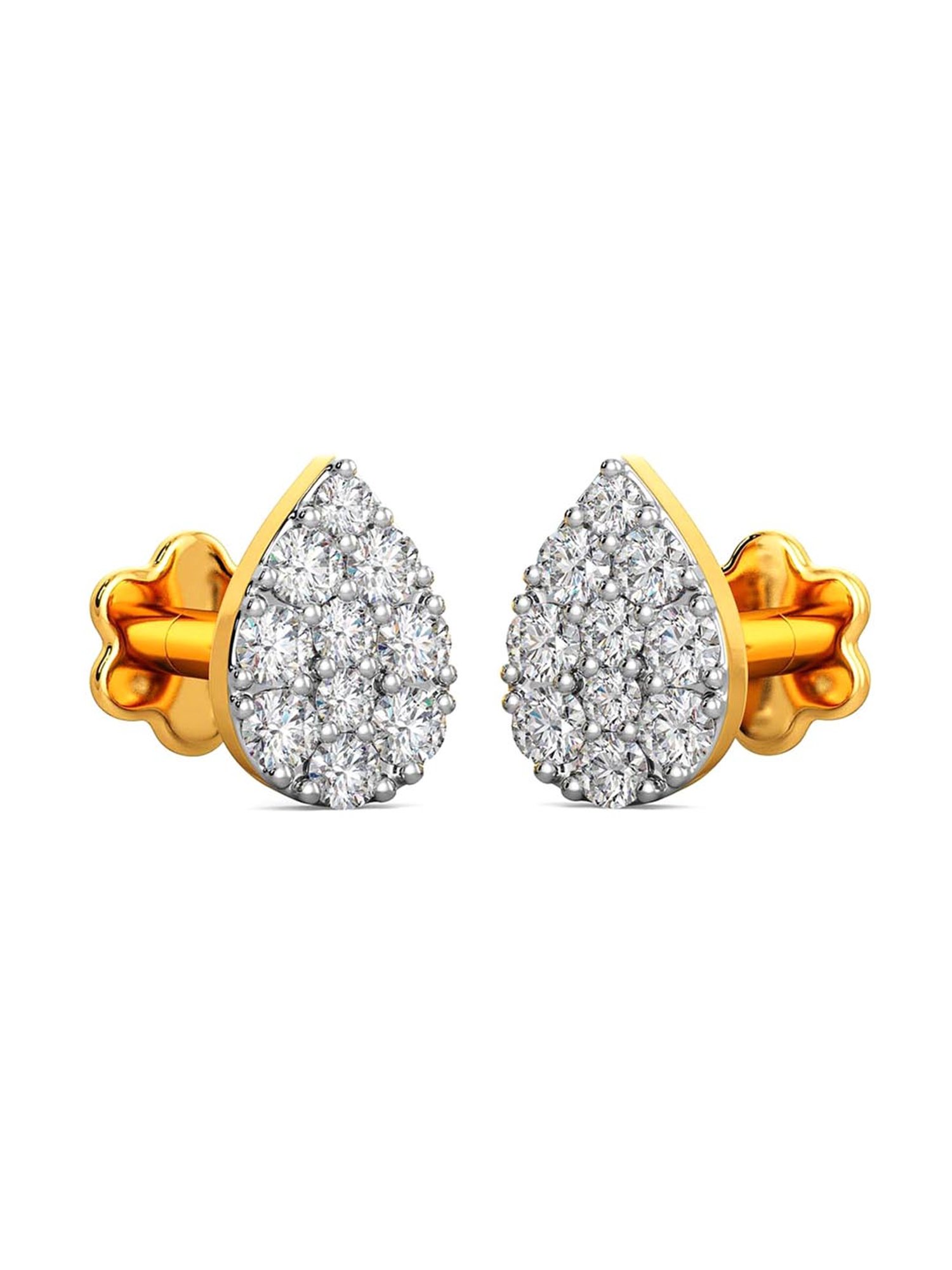 Joyalukkas 18k Yellow Gold & Diamond Stud Earrings for Girls