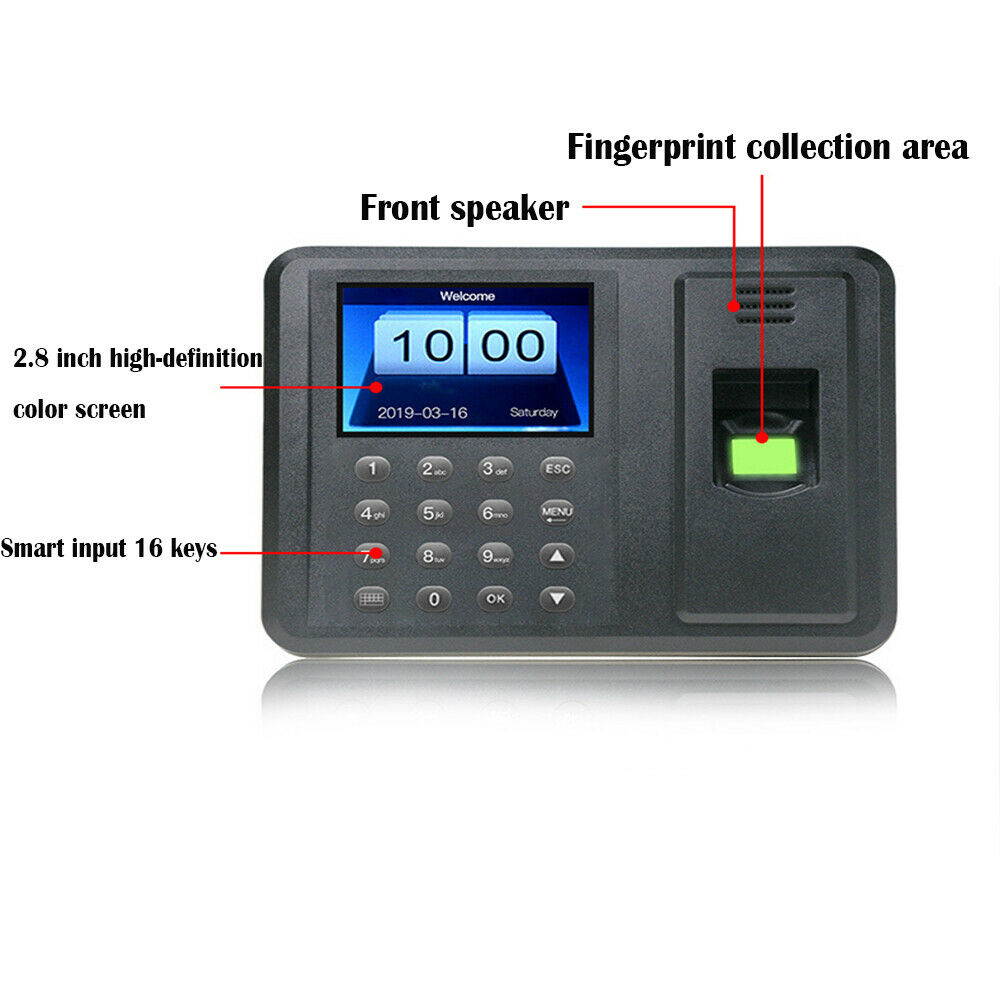 2.8" TFT LCD Employee Time Clock Fingerprint Biometric Time Attendance Machine