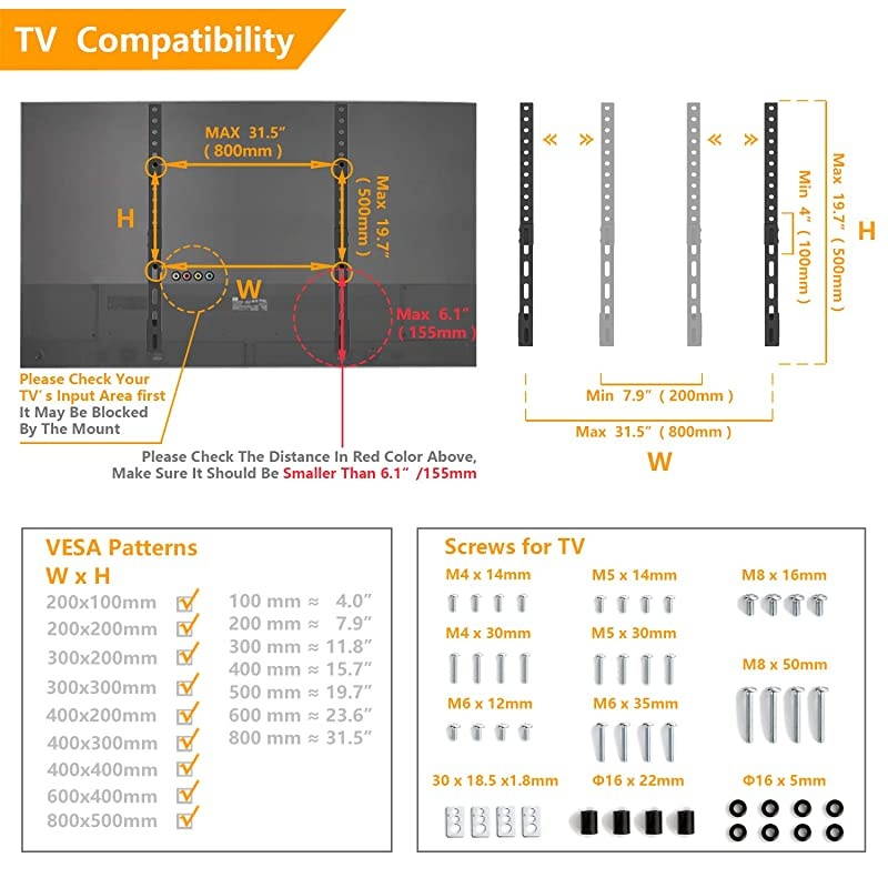 Universal Table Top TV Stand TV Legs TV Base Replacement Height Adjustable Leg Stand for 22 to 65 inch Plasma LCD LED Flat Screen TVs Holds up to 88lbsMax VESA 800 x 500mm