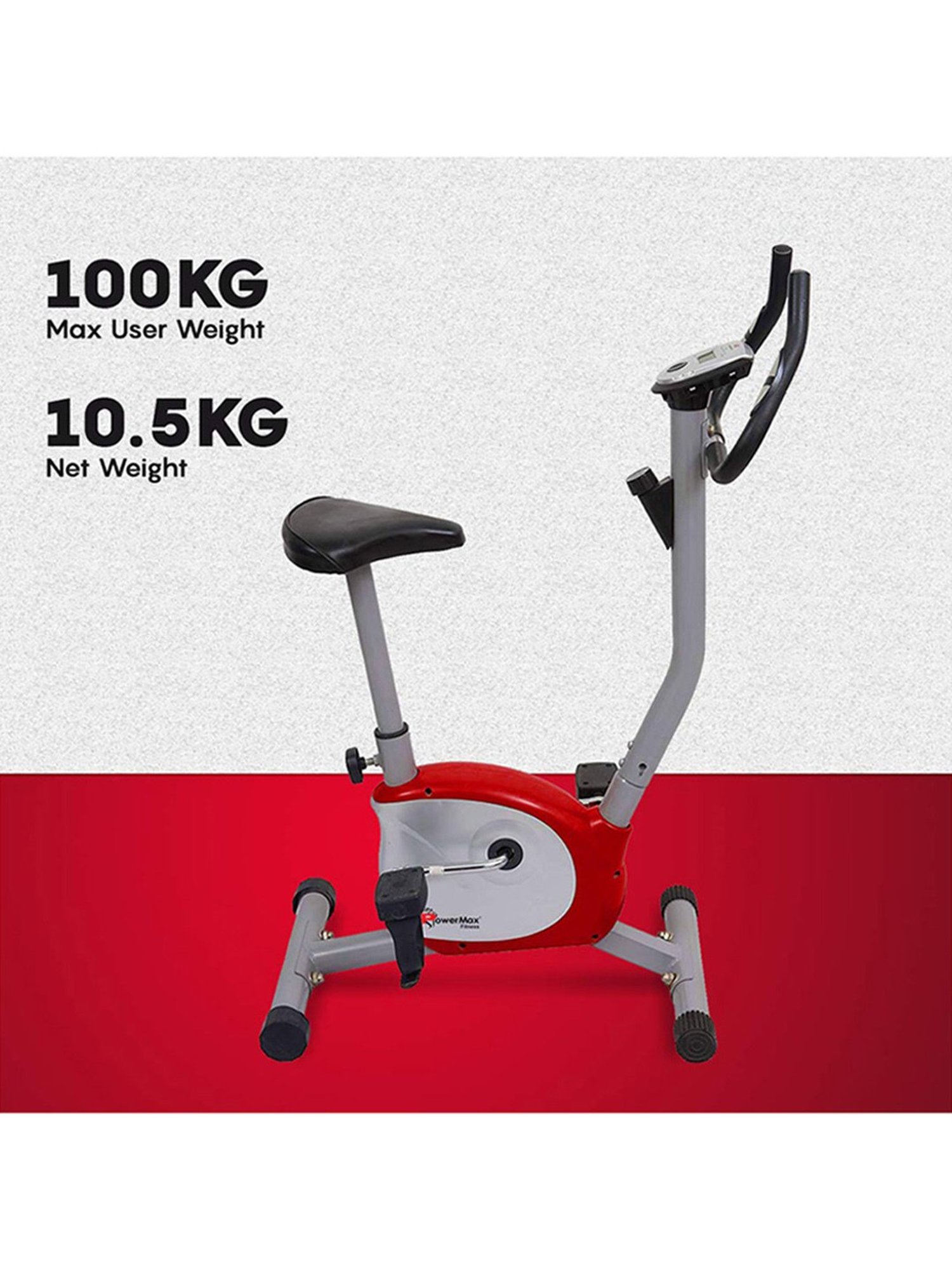 PowerMax Fitness BU-200-NX121 Upright Bike (Grey)