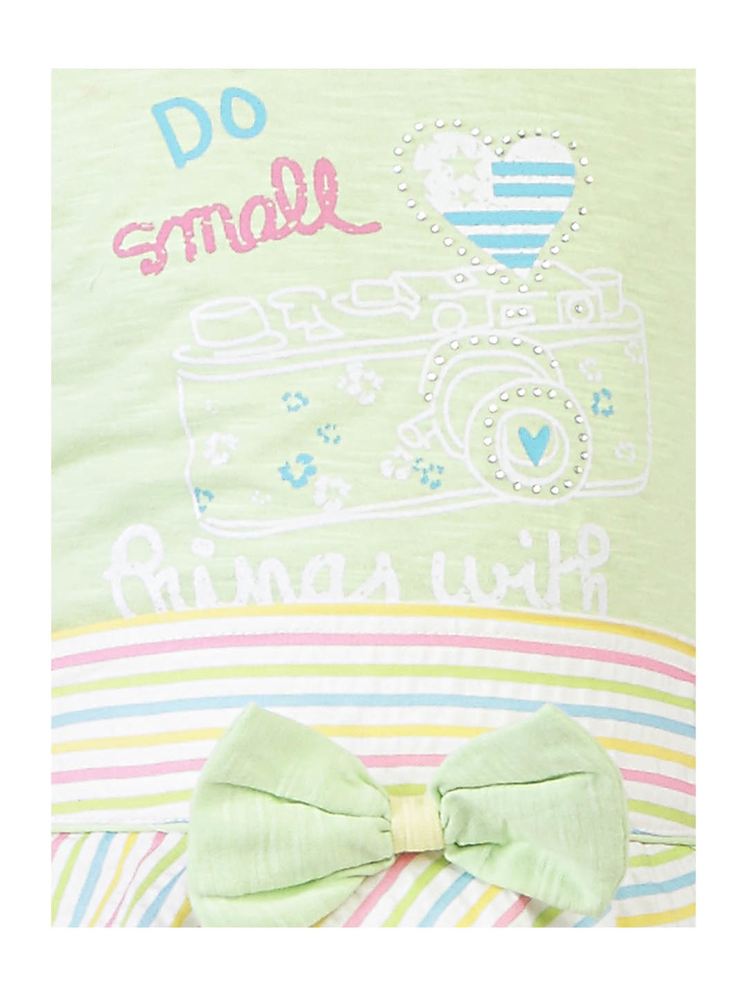 Tiny Girl Green Printed T-Shirt with Skirt