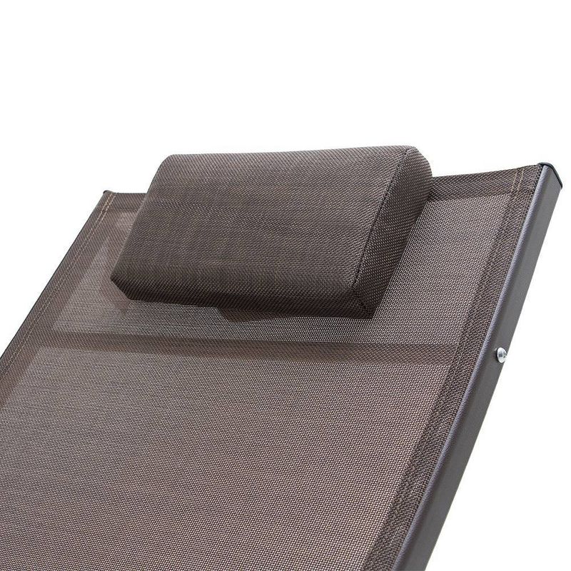 2pc Outdoor Aluminum Adjustable Reclining Chaise Lounge Chairs with Pillows - Brown - Crestlive Products