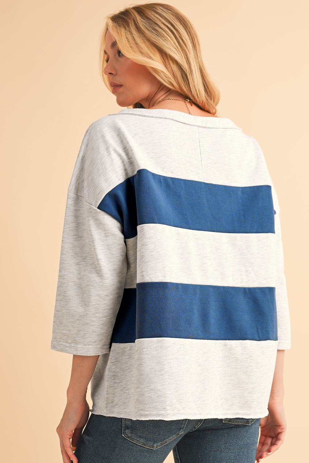 Khaki Plain Drop Shoulder Ribbed Trim Oversized Sweatshirt