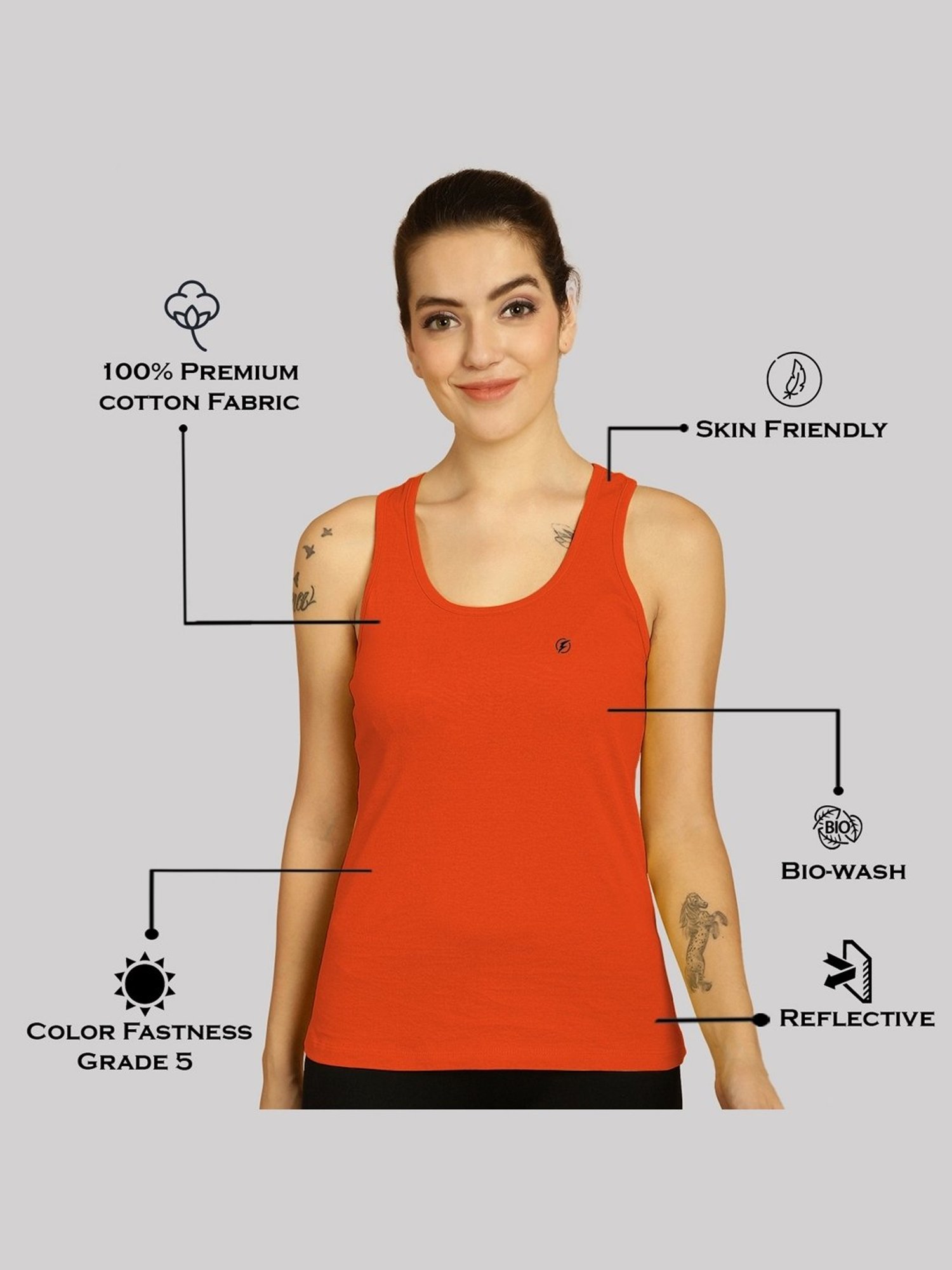 Friskers Orange & Pink Cotton Sports Tank Top - Pack Of 2