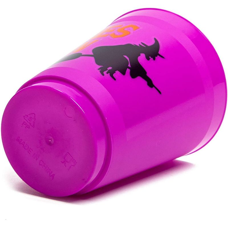 Spooky Central 24 Pack Halloween Plastic Party Cups, Witches Brew, Zombie Juice, Devil's Delight, Jack O Lantern Juice (16 oz)