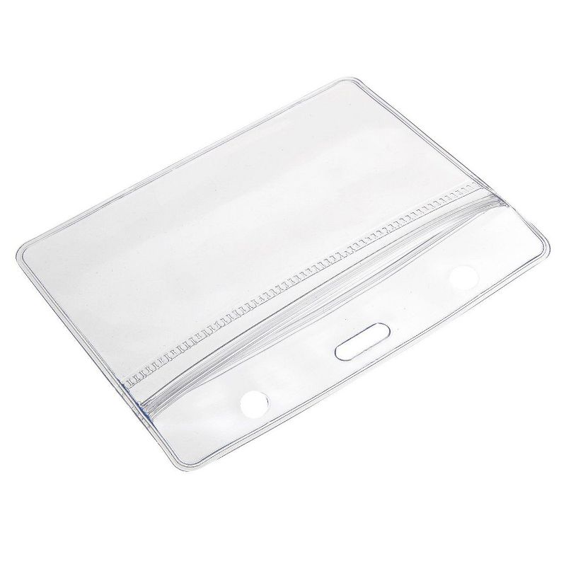 100 ID Badge Holder Horizontal Plastic Name Tag Waterproof Resealable Clear, 4x3