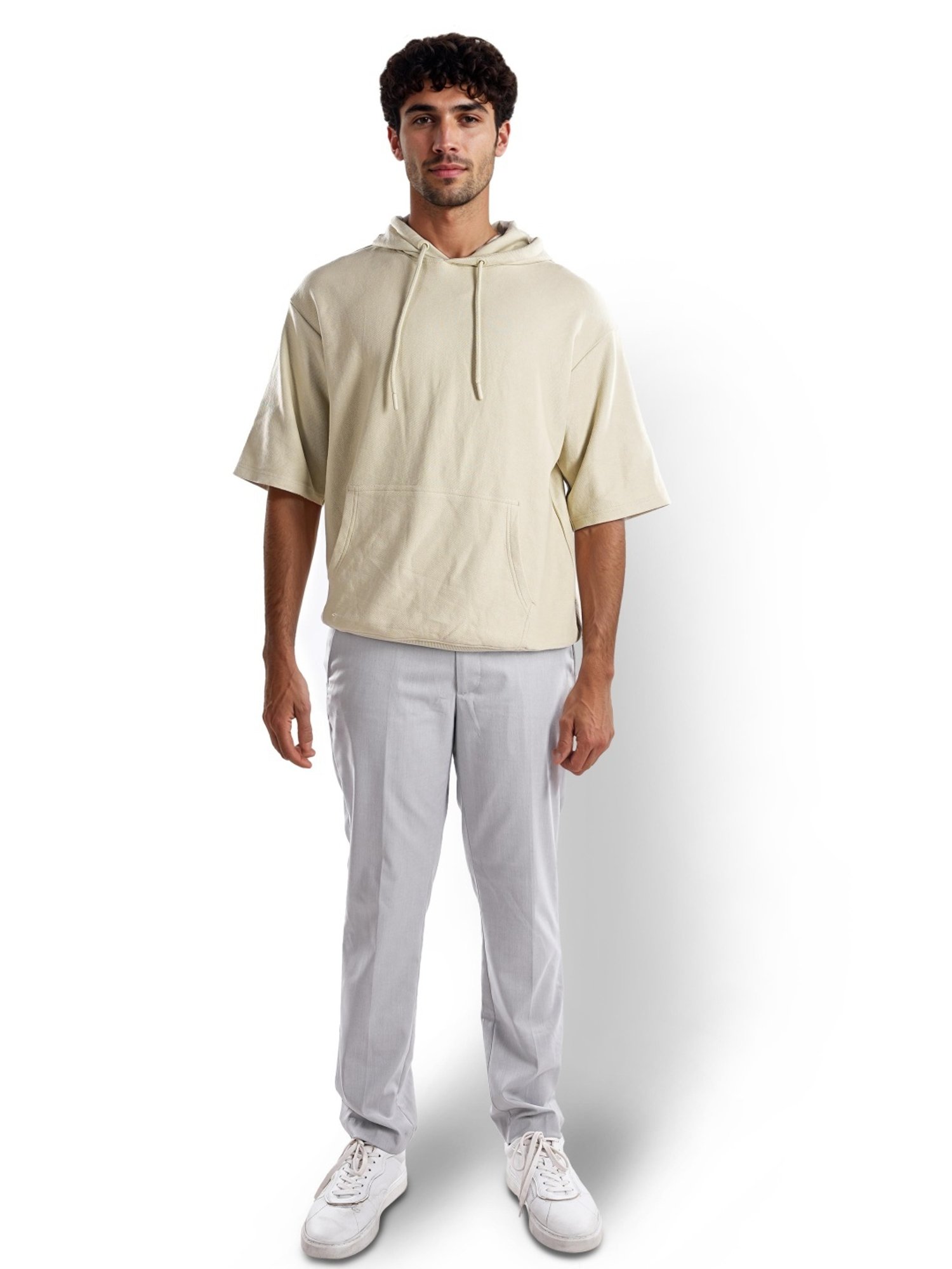 Celio* Light Olive Regular Fit Hooded Sweatshirt