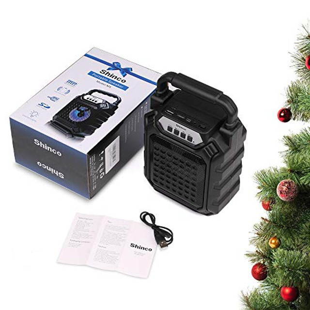 Shinco Portable Bluetooth Speaker with Colorful LED Light, Rich Bass, MP3 Player, TF Card, USB Input, AUX Line-in, 66 ft Wireless Range, Perfect for Home Audio Entertainment and Outdoor