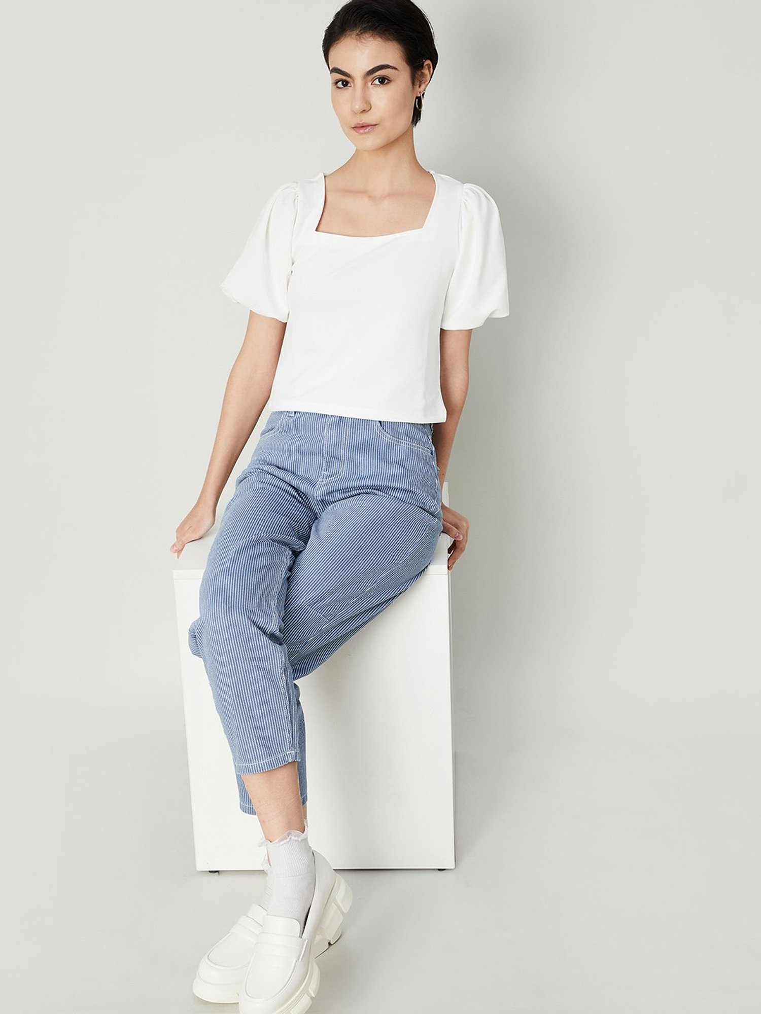 Ginger by Lifestyle White Regular Fit Crop Top