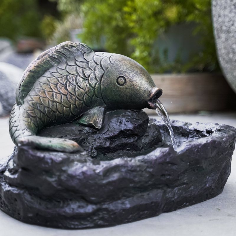 12" Outdoor Fish Water Fountain Gray - XBrand