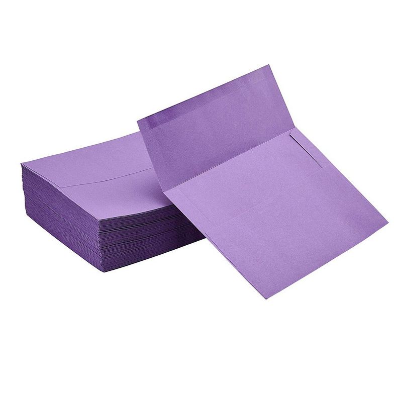 A7 Envelopes - 100-Pack Invitation Envelopes, Gummed Seal Square-Flap Invite Envelope for Wedding, Birthday, Baby Shower, 120gsm, Purple, 5.25x7.25"