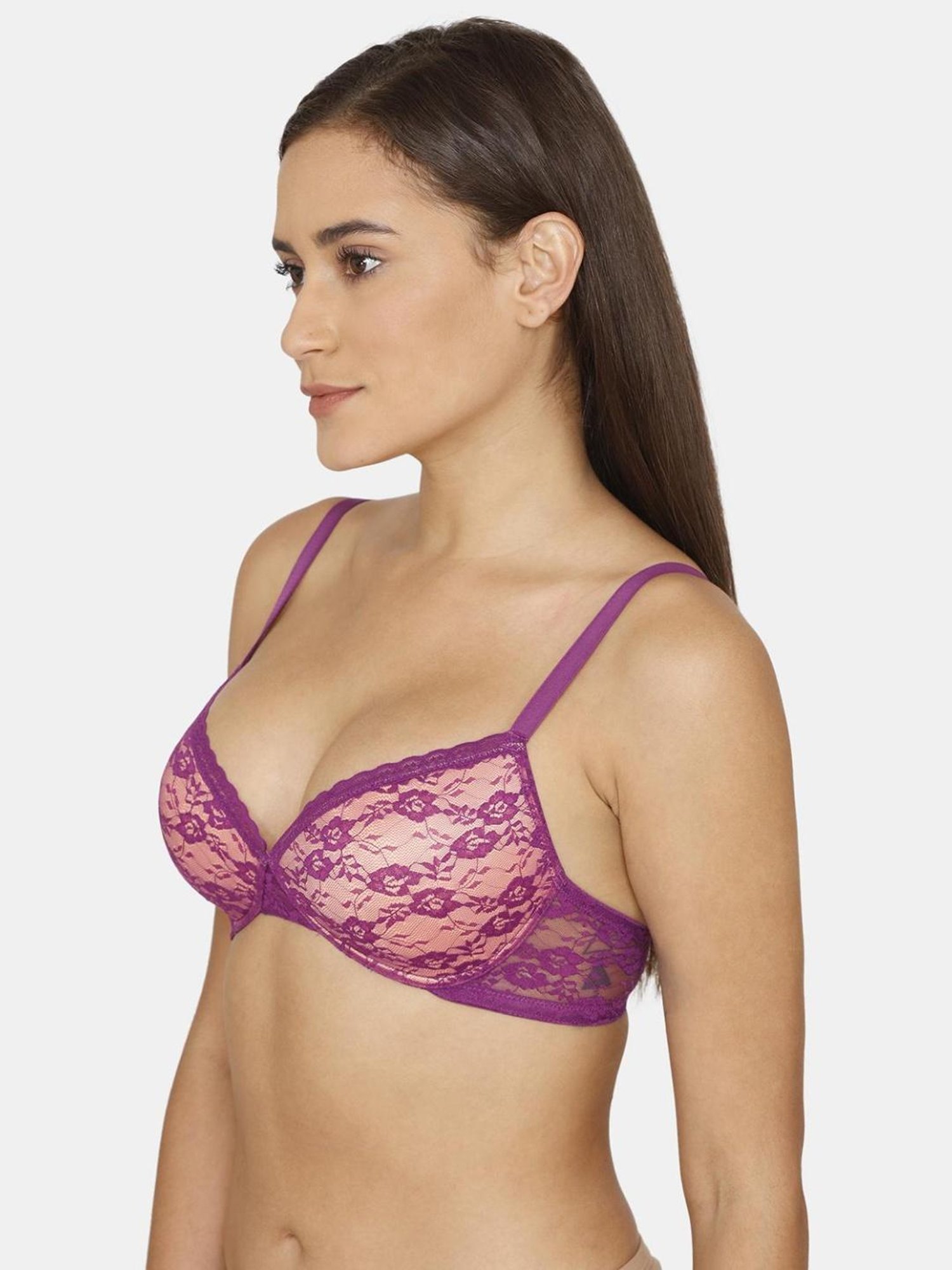Rosaline by Zivame Purple Lace Padded Bra