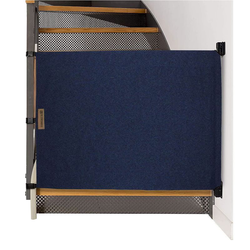 The Stair Barrier Regular Wall to Banister Retractable Fabric Baby and Pet Safety Gate for Staircase, 36 to 43 Inch, Beyond Sheep Indigo