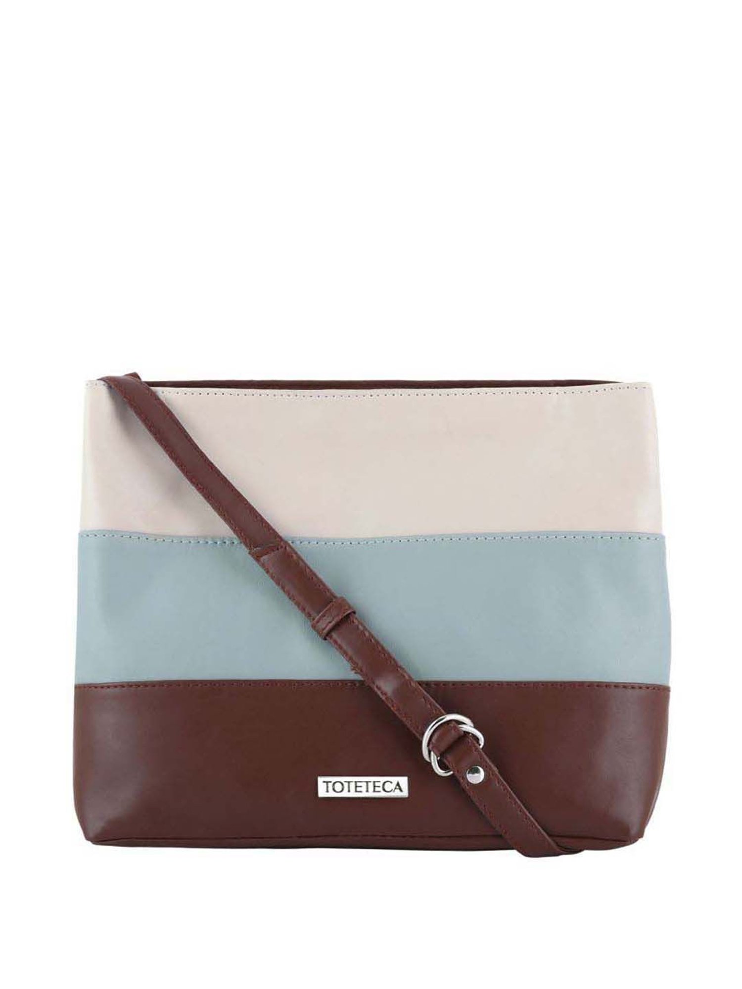 Toteteca Brown Color Block Medium Sling Handbag