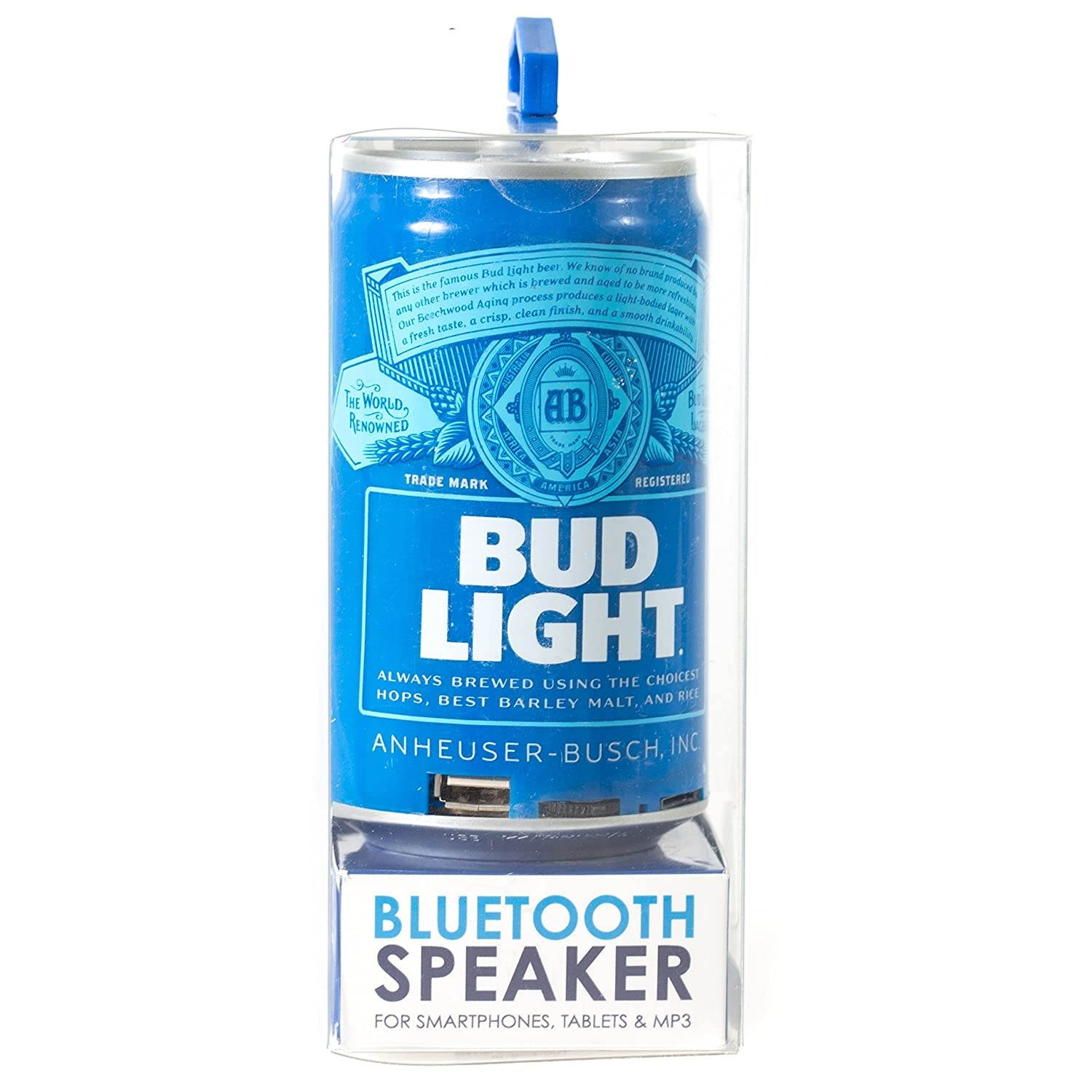 Bud Light Bluetooth Can Speaker- Wireless Audio Sound Stereo Beer Can, Bluetooth BudLight Music Player Portable Travel Stereo Speaker. Official Bud Light Universal Speaker for all Devices - Blue Bud