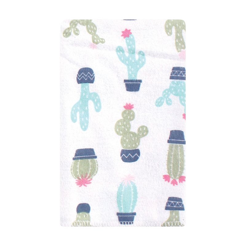 Hudson Baby Infant Girl Cotton Flannel Burp Cloths, Pink Cactus, One Size
