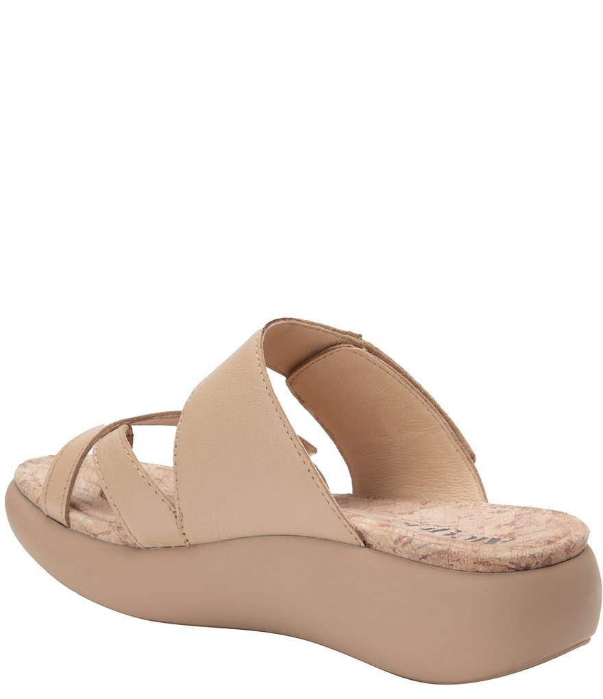 Alegria Beatrix Leather Two Strap Thong Wedge Slides