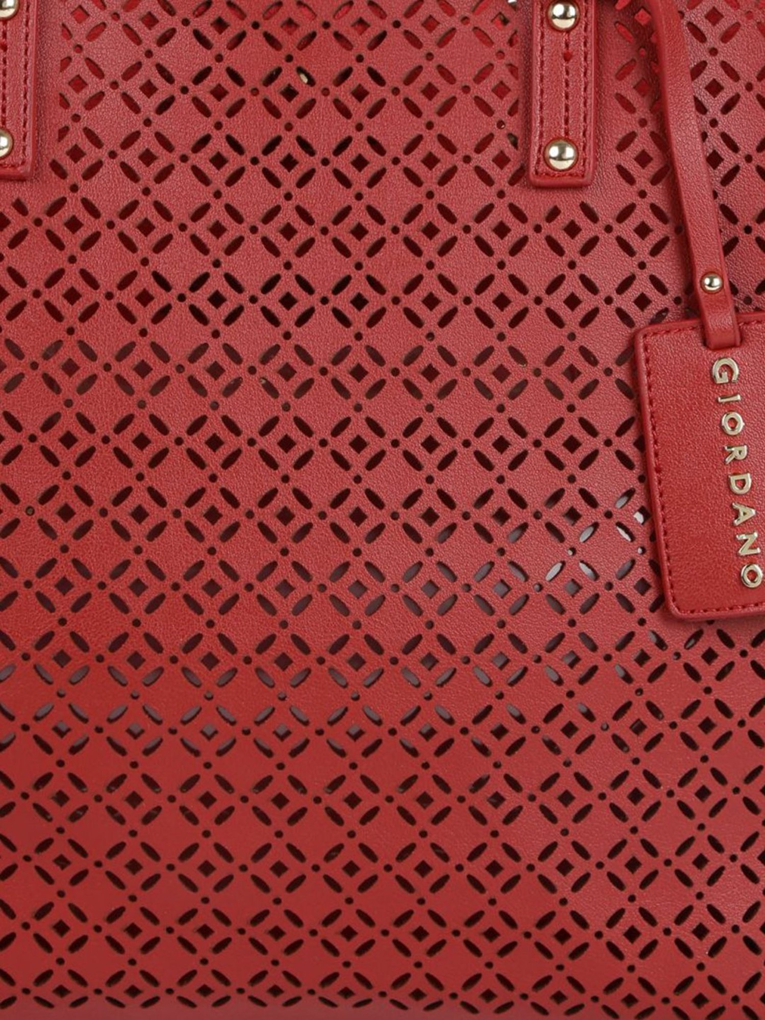 Giordano Red Cut Work Medium Tote Handbag