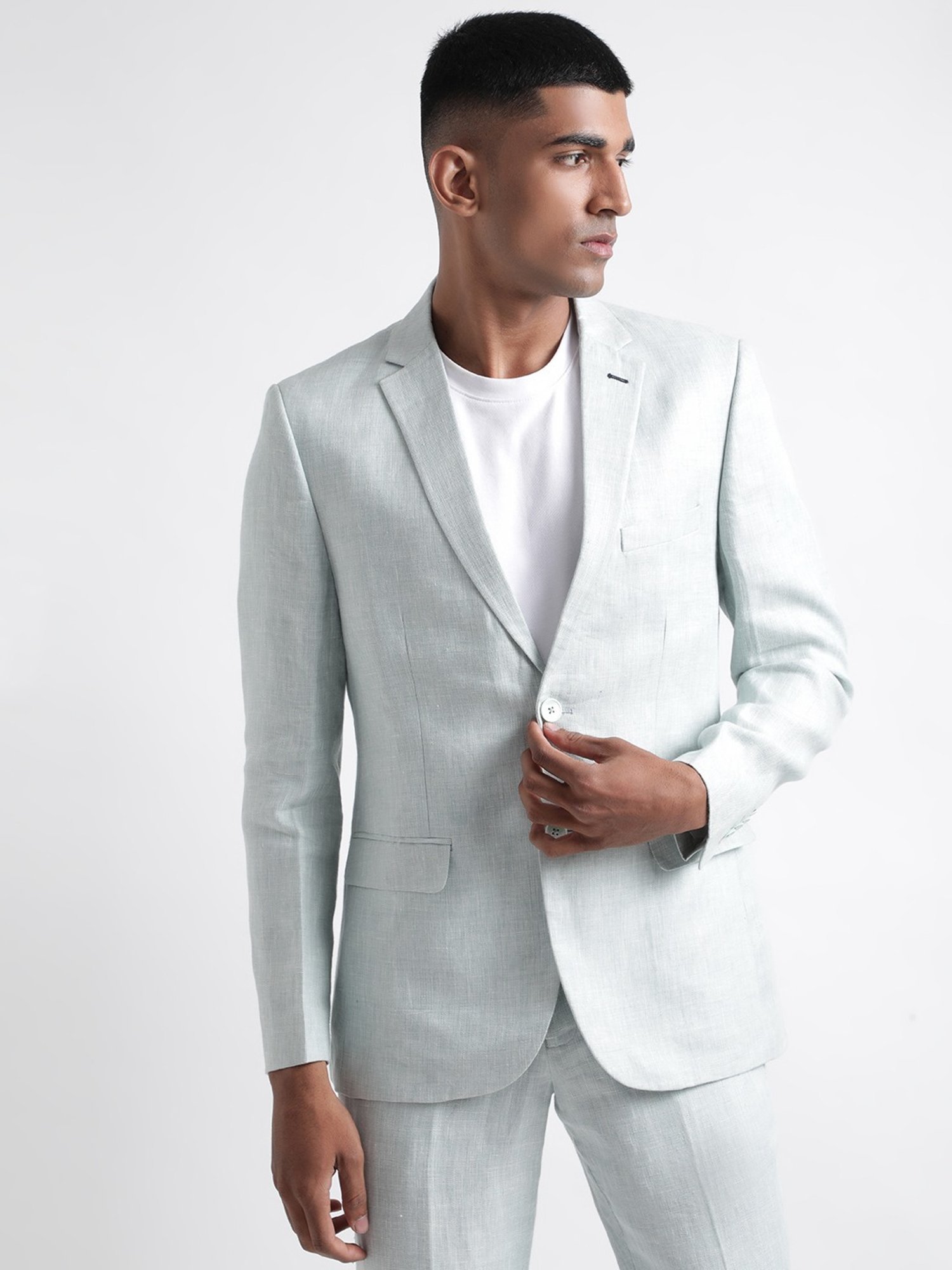 Iconic Men Self Design Regular Fit Linen Blazers