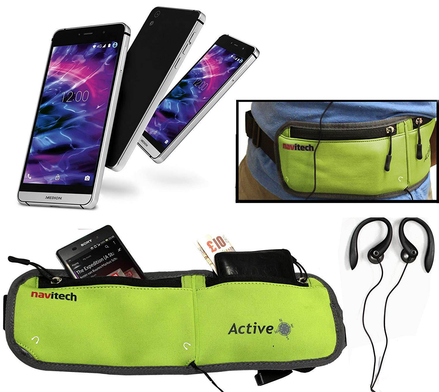 Navitech Green Smartphone Running/Jogging Water Resistant Sports Belt/Waistband Compatible with The The Huawei P20 Lite