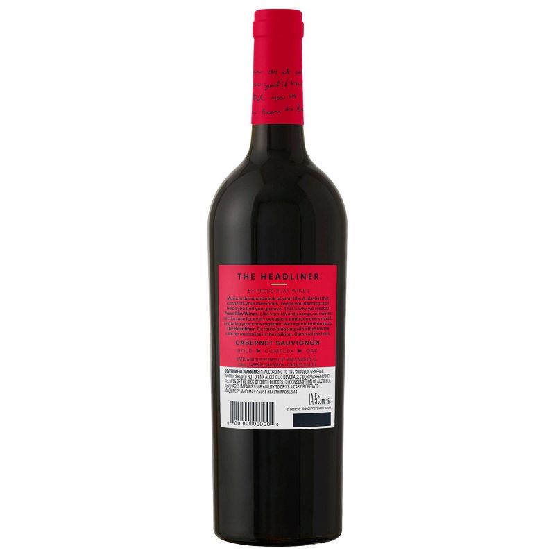 Cabernet Sauvignon Red Wine – 750ml Bottle – The Headliner by Press Play Wines